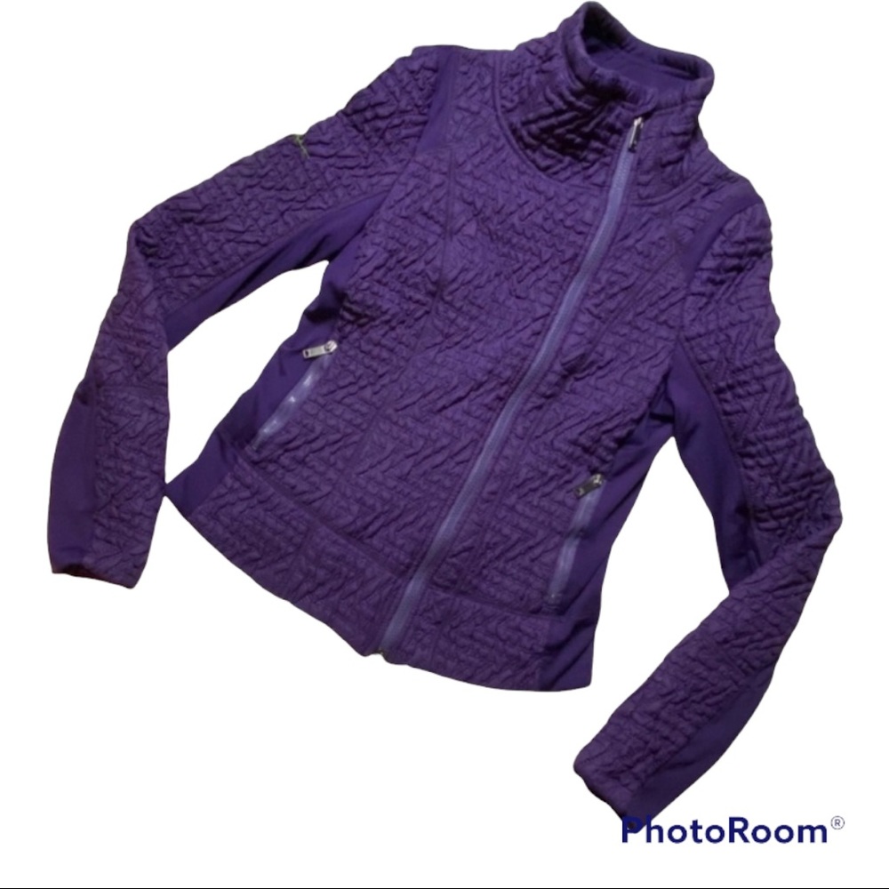 Zella Z Stretch Purple Moto Jacket Lined Medium